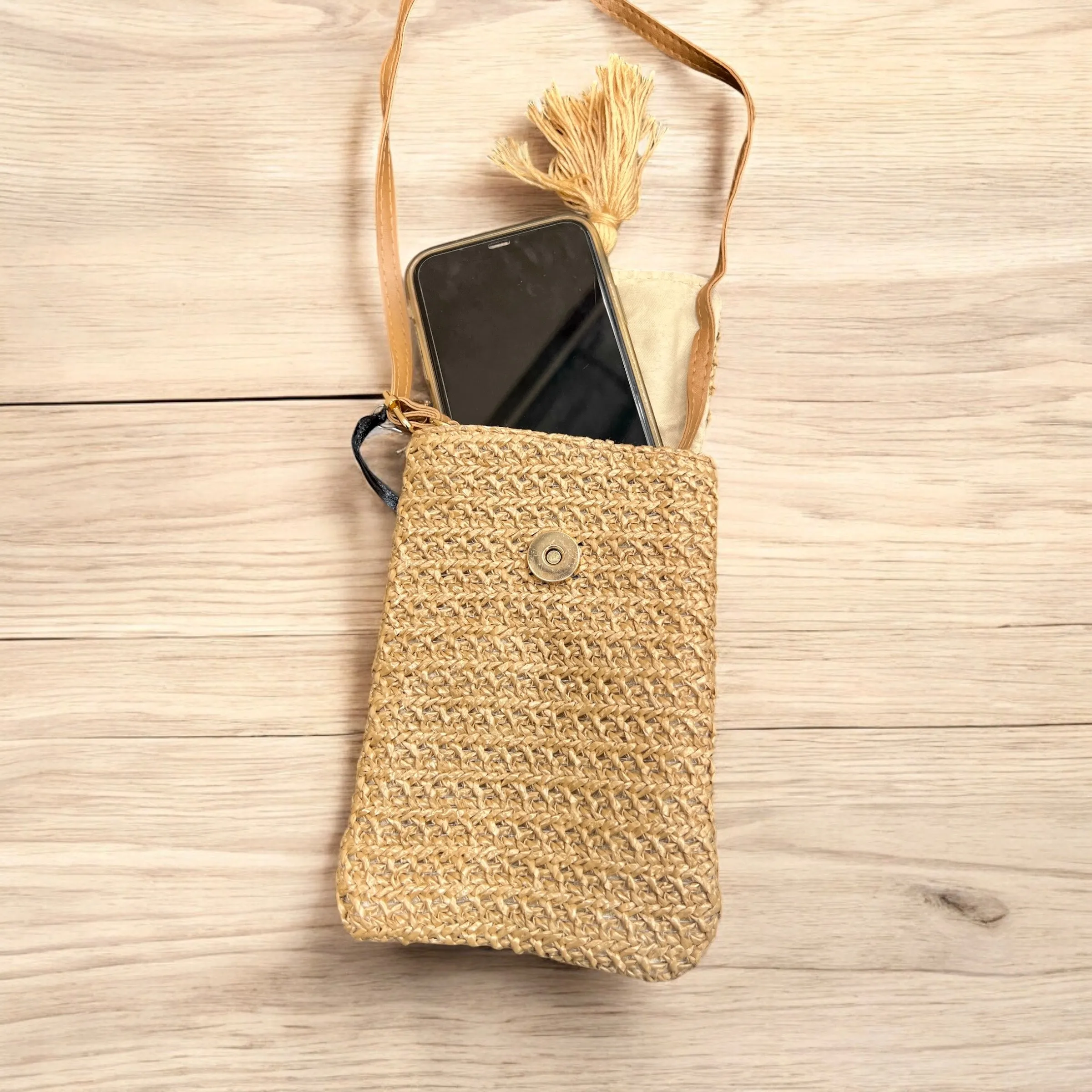 Mini Fringe Phone Bag - Natural