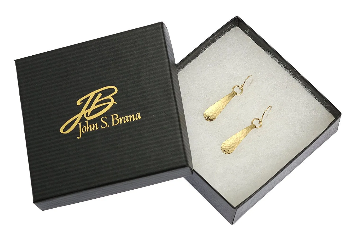 Mini Hammered Tear Drop Nu Gold Brass Earrings