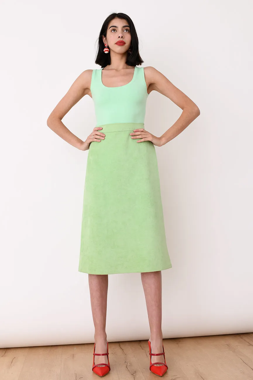 Mint Green Peachskin Sleeveless Scoop Neck