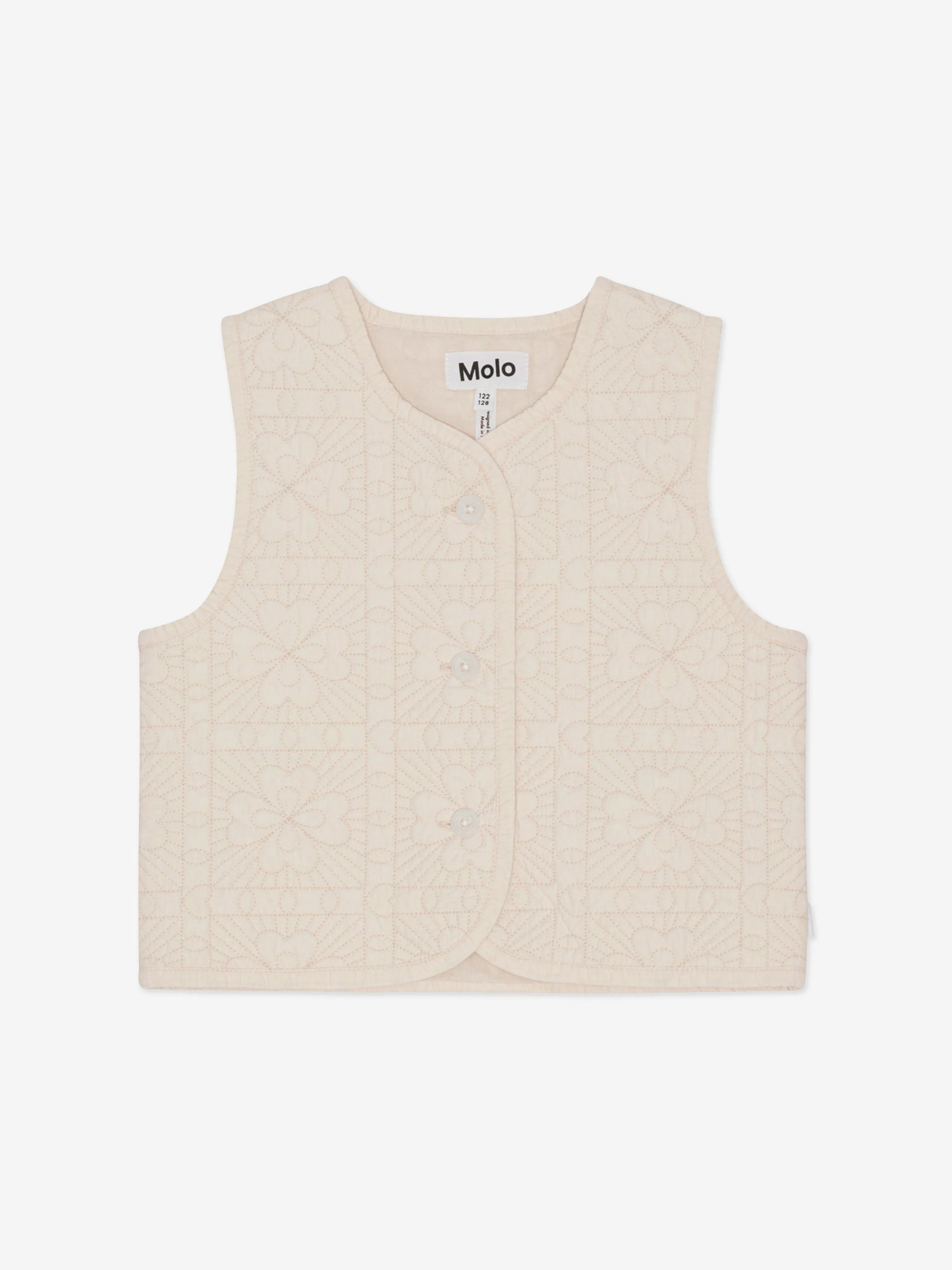 Molo Girls Four Leaf Clover Gilet in Beige