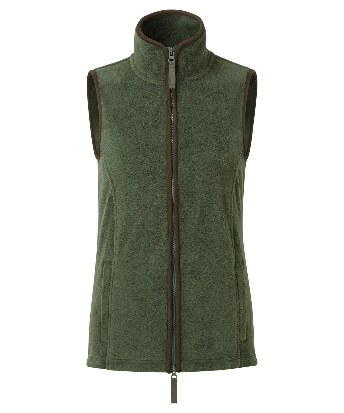 Moss Green/Brown - Women’s artisan fleece gilet