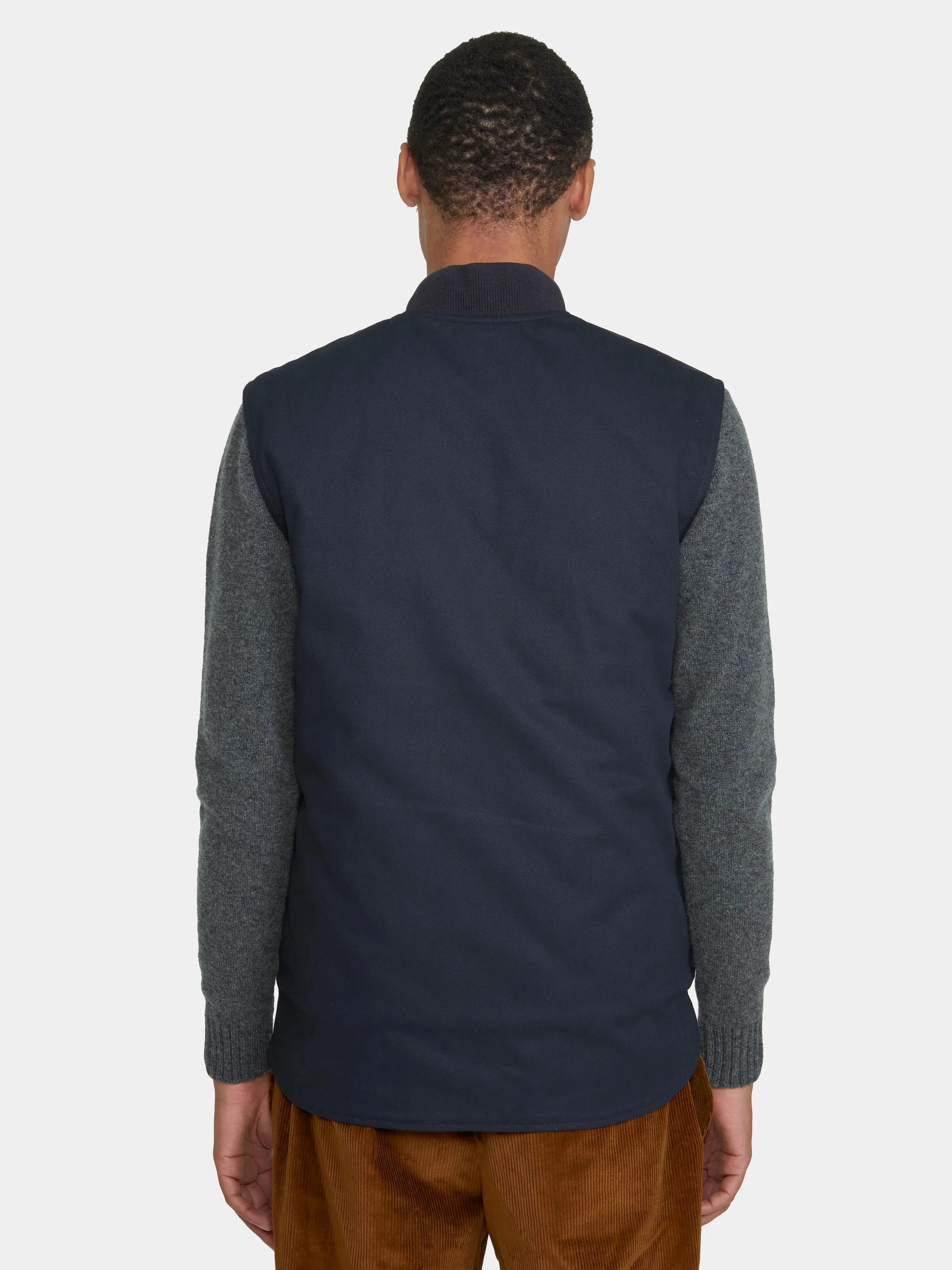 Navy Cotton Twill Gilet