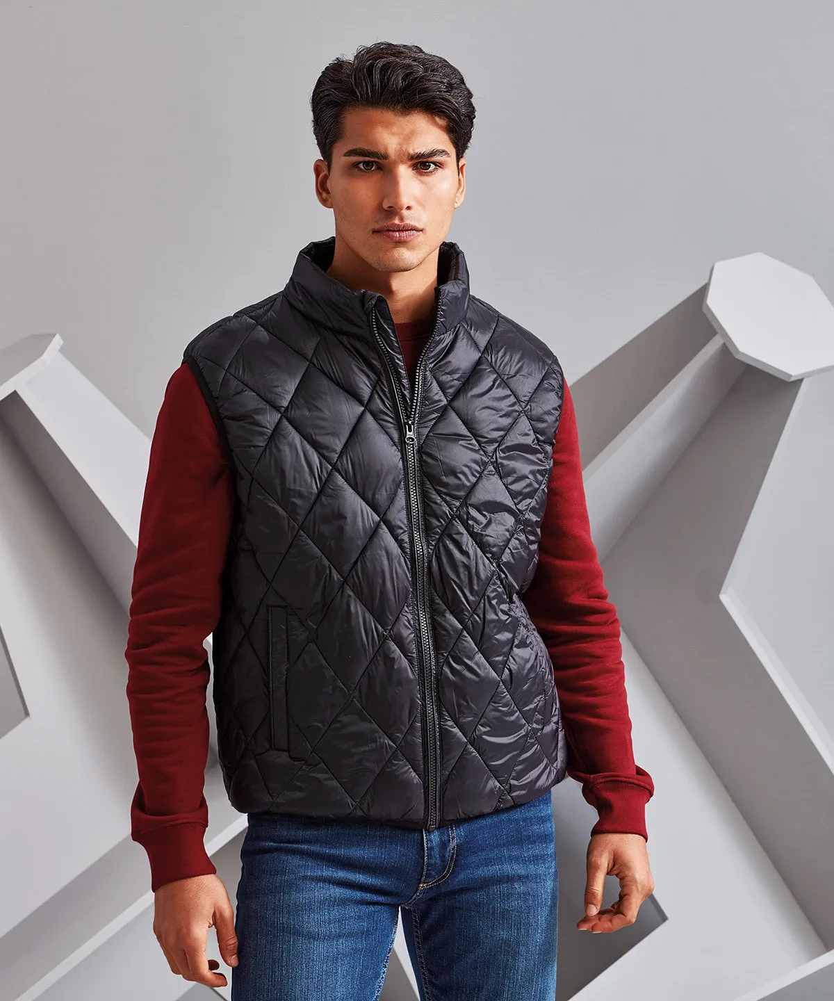 Navy - Diamond pane padded gilet