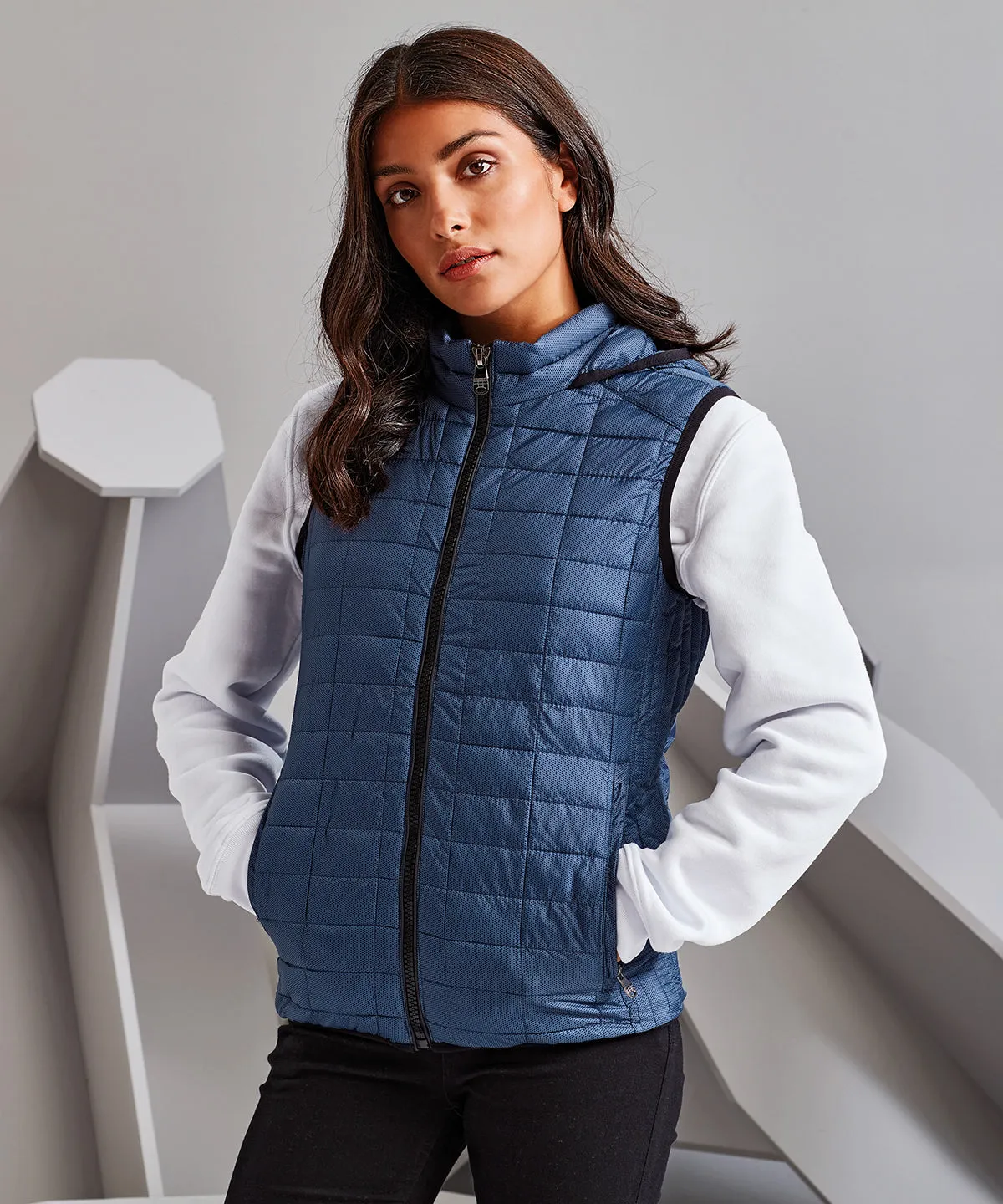 Navy - Women's honeycomb hooded gilet