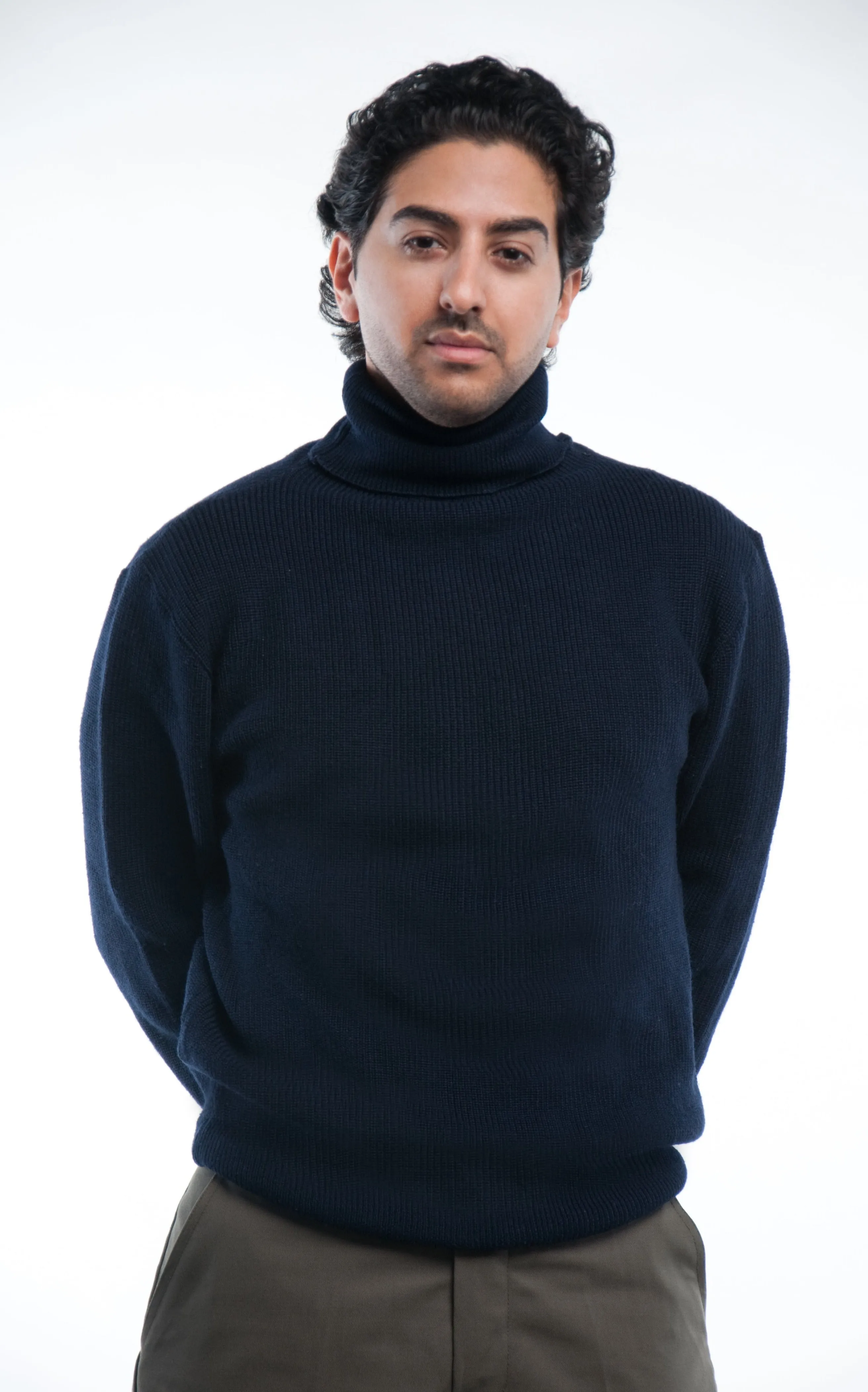 Navy  Wool Turtle Neck Sweater