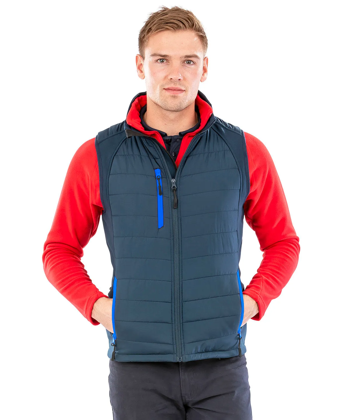 Navy/Royal* - compass padded softshell gilet