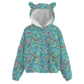 Nipin Blossom Sky Kid’s Borg Fleece Hoodie With Ear