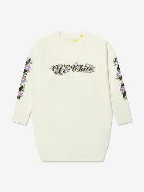 Off-White Girls Off Flowers Crew Dress in White