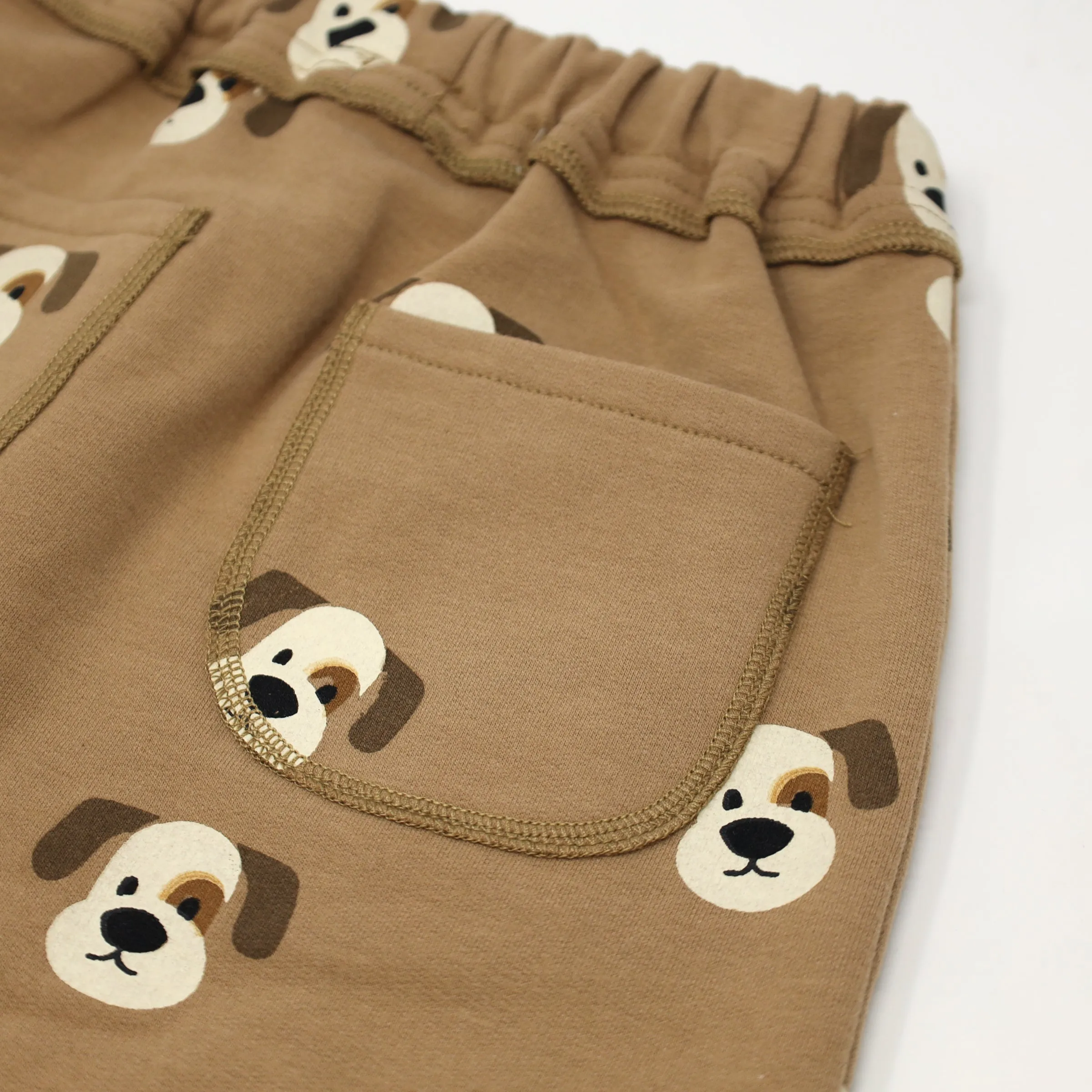 oh baby! Brooklyn Jogger Pants - Puppy Faces Print - Caramel