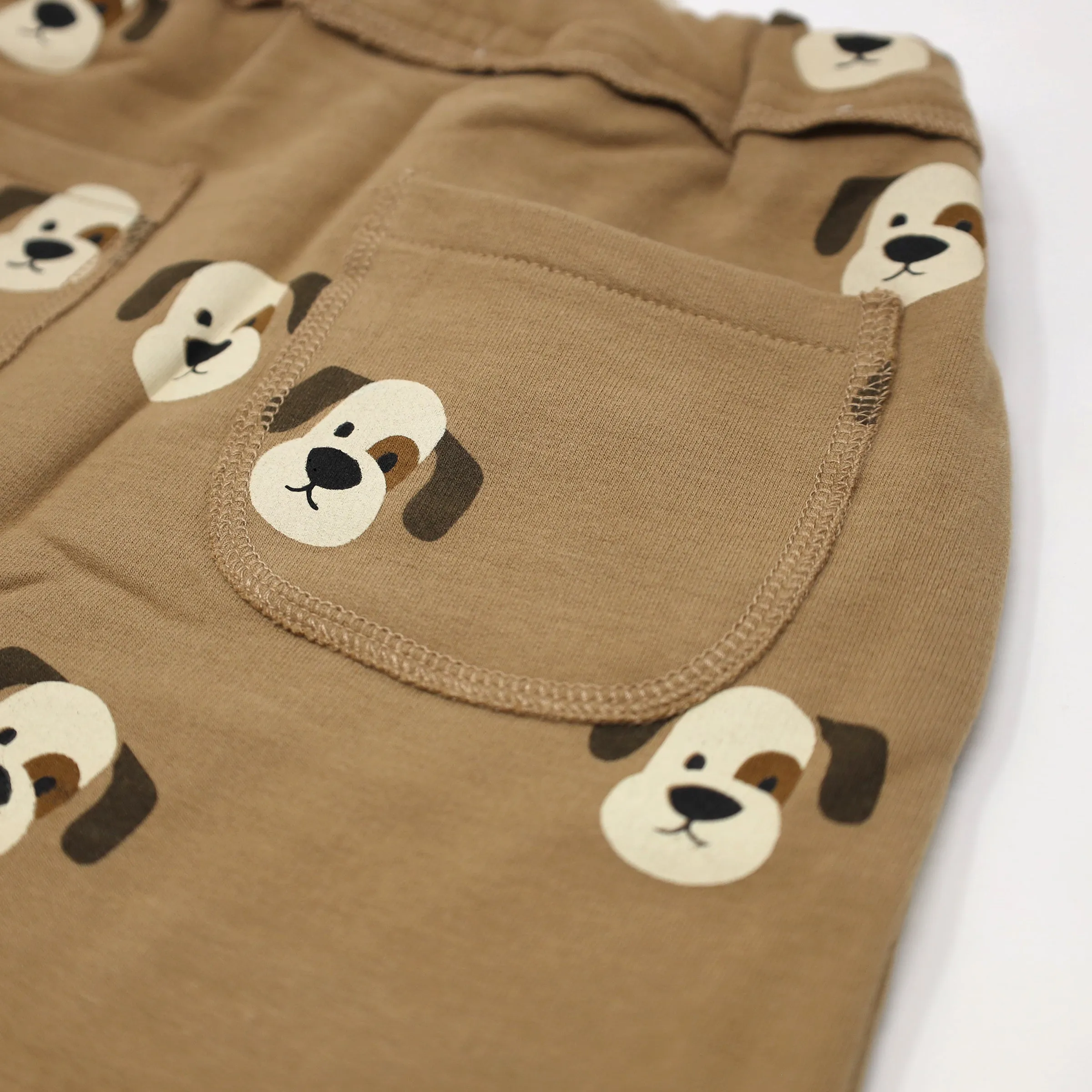 oh baby! Brooklyn Jogger Pants - Puppy Faces Print - Caramel