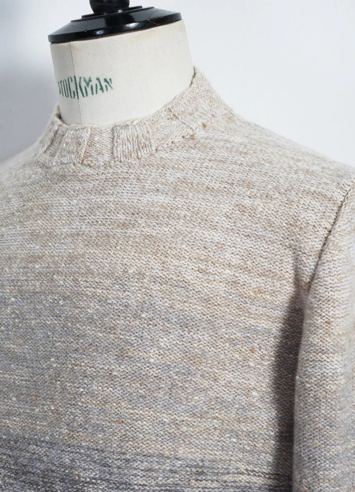 OMBRÉ MOCK-NECK | Wool & Cashmere-blend Sweater | Beige/Light Grey