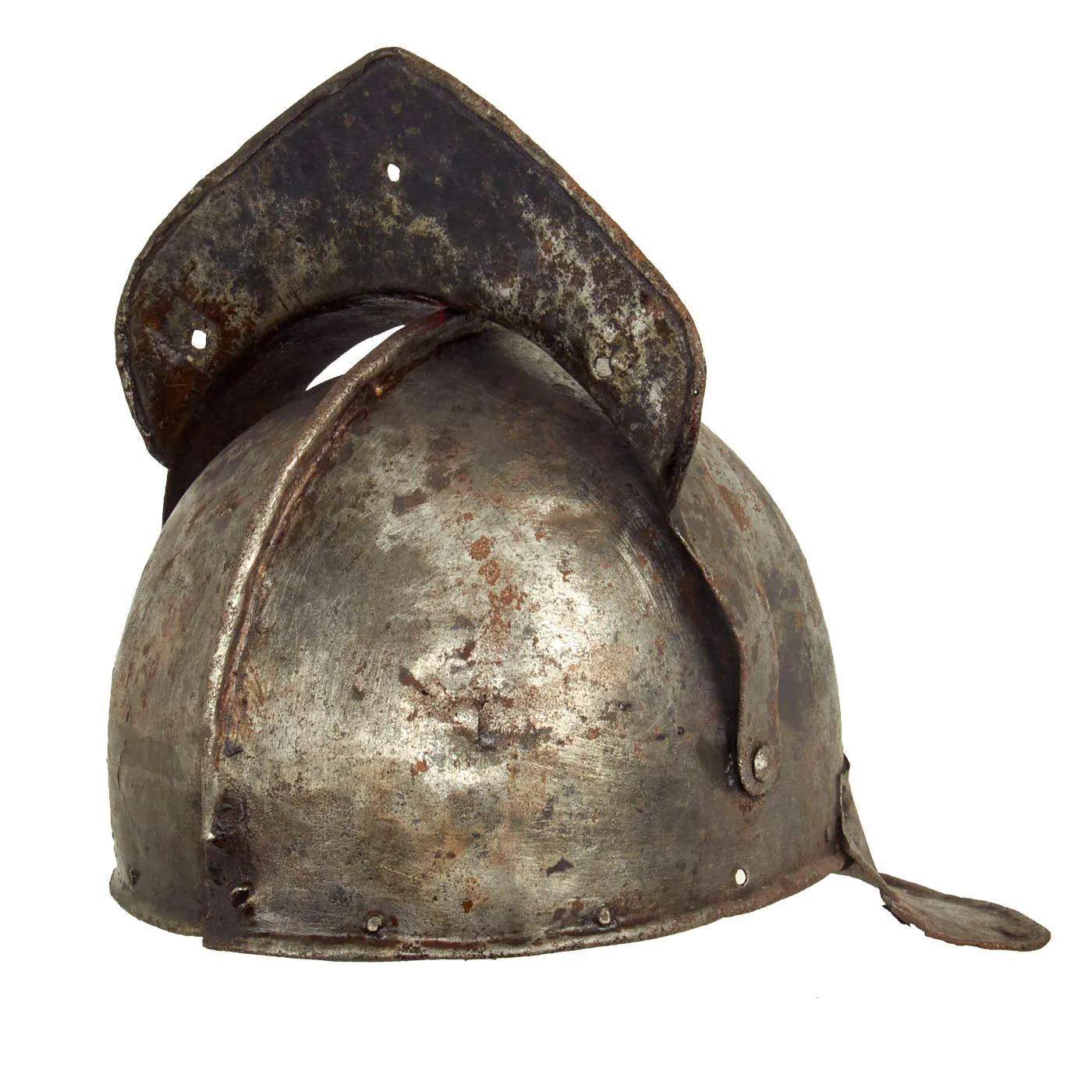 Original British 17th Century English Civil War Harquebusier Cavalry Lobster-Tailed Pot Helmet - Circa 1640