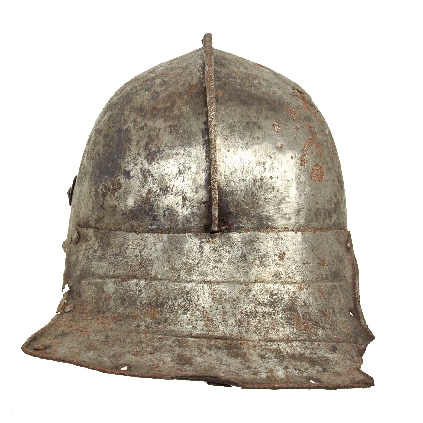 Original British 17th Century English Civil War Harquebusier Cavalry Lobster-Tailed Pot Helmet - Circa 1640