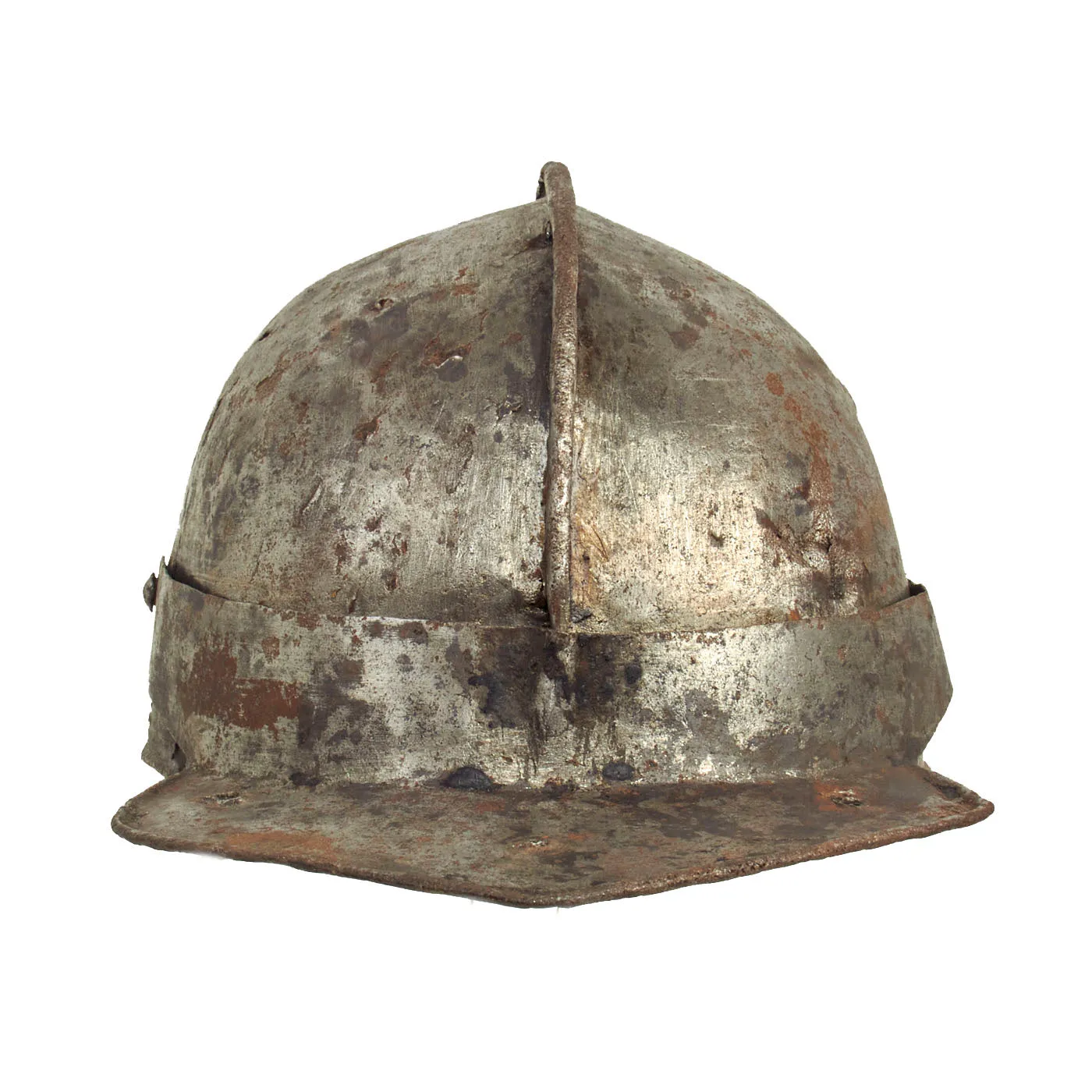 Original British 17th Century English Civil War Harquebusier Cavalry Lobster-Tailed Pot Helmet - Circa 1640