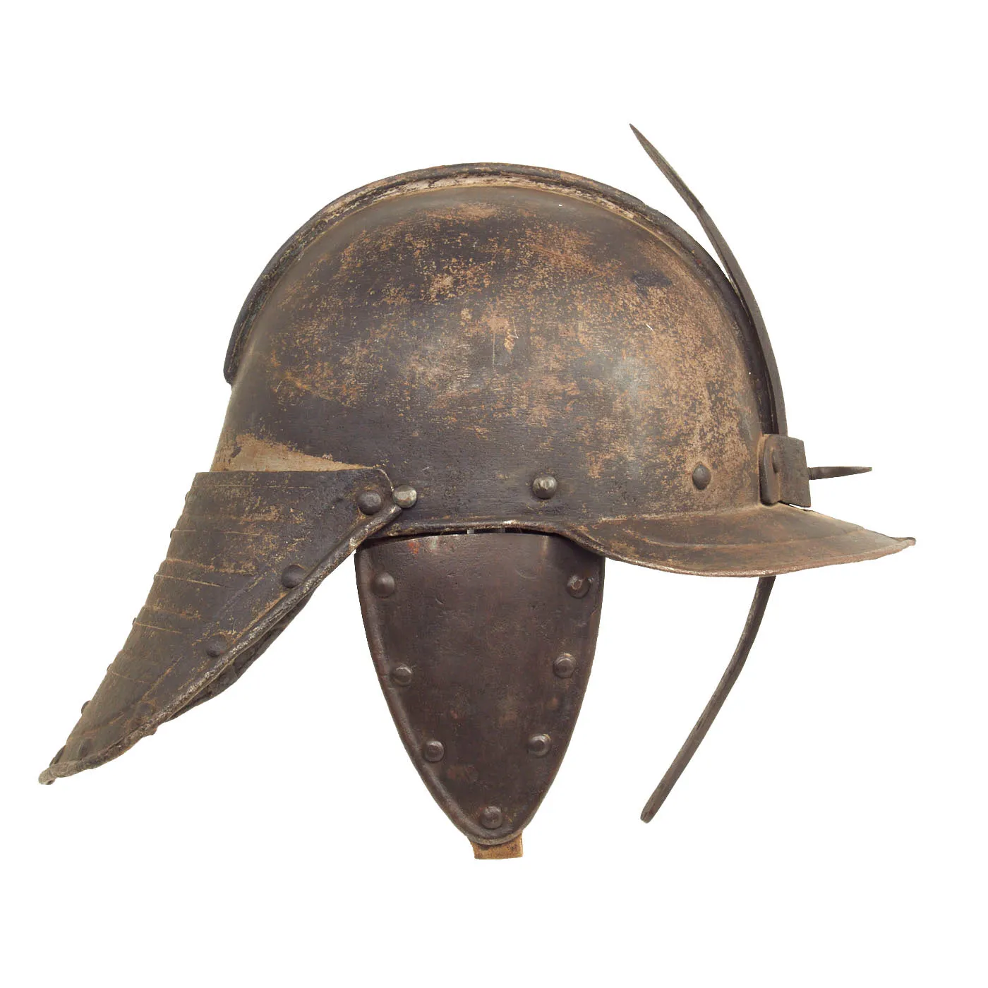 Original British 17th Century English Civil War Harquebusier Lobstertail Helmet - Circa 1640