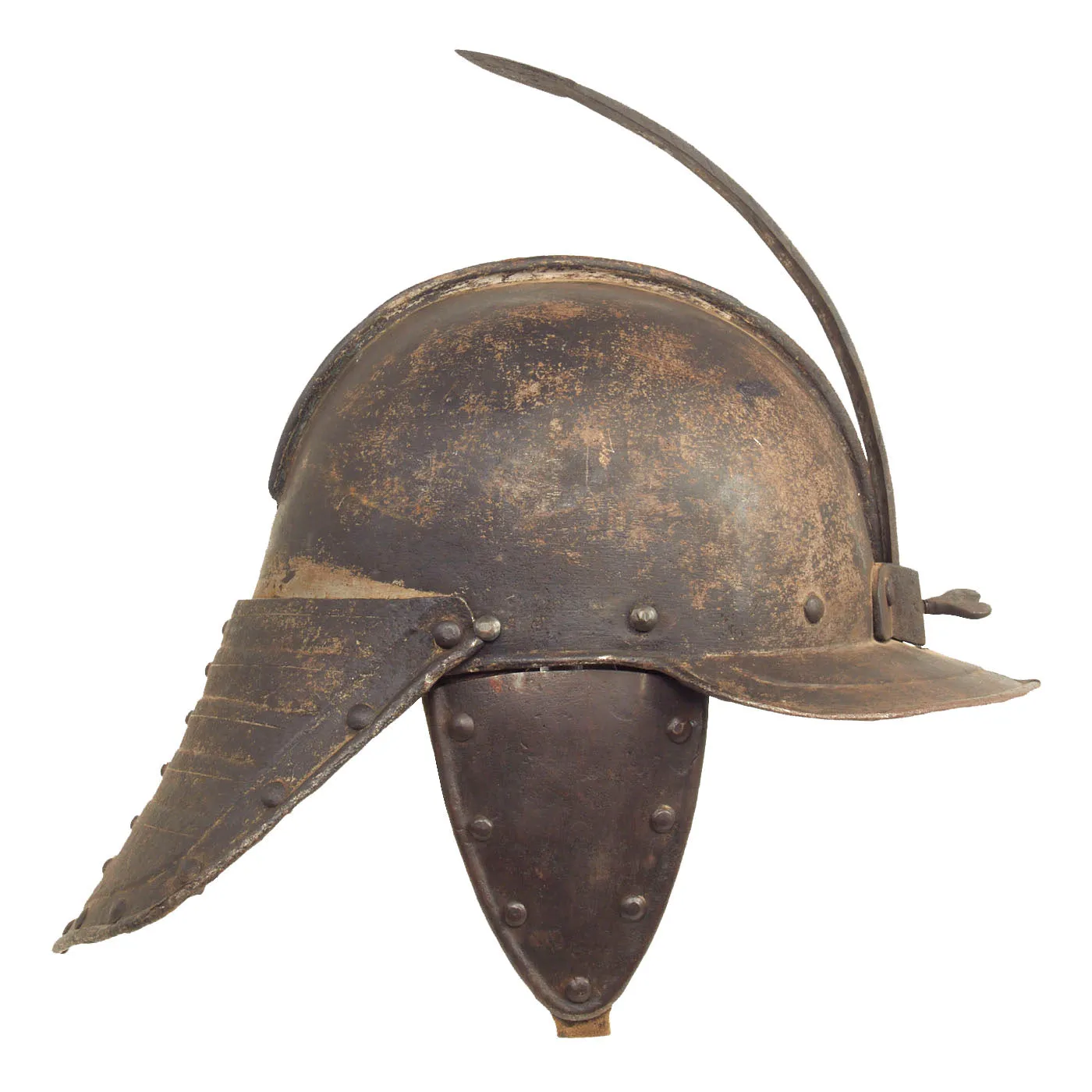 Original British 17th Century English Civil War Harquebusier Lobstertail Helmet - Circa 1640