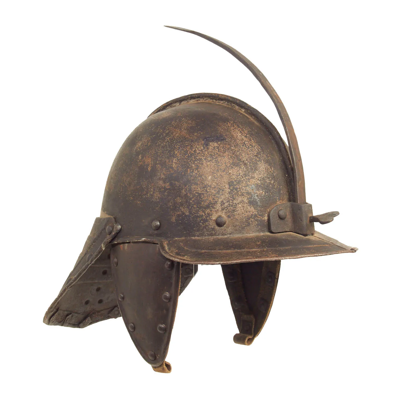 Original British 17th Century English Civil War Harquebusier Lobstertail Helmet - Circa 1640