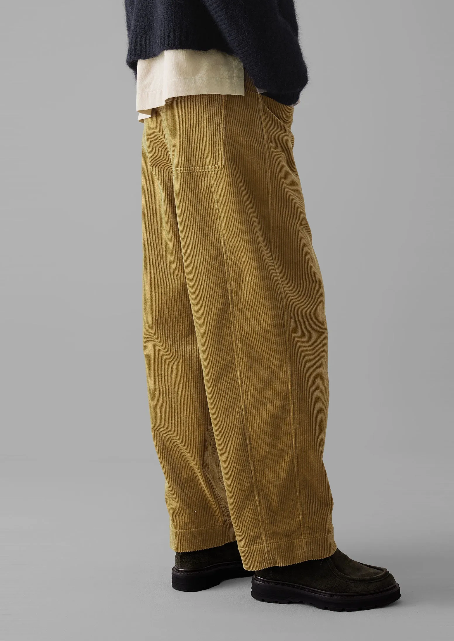 Panelled Organic Cord Pants | Golden Sand