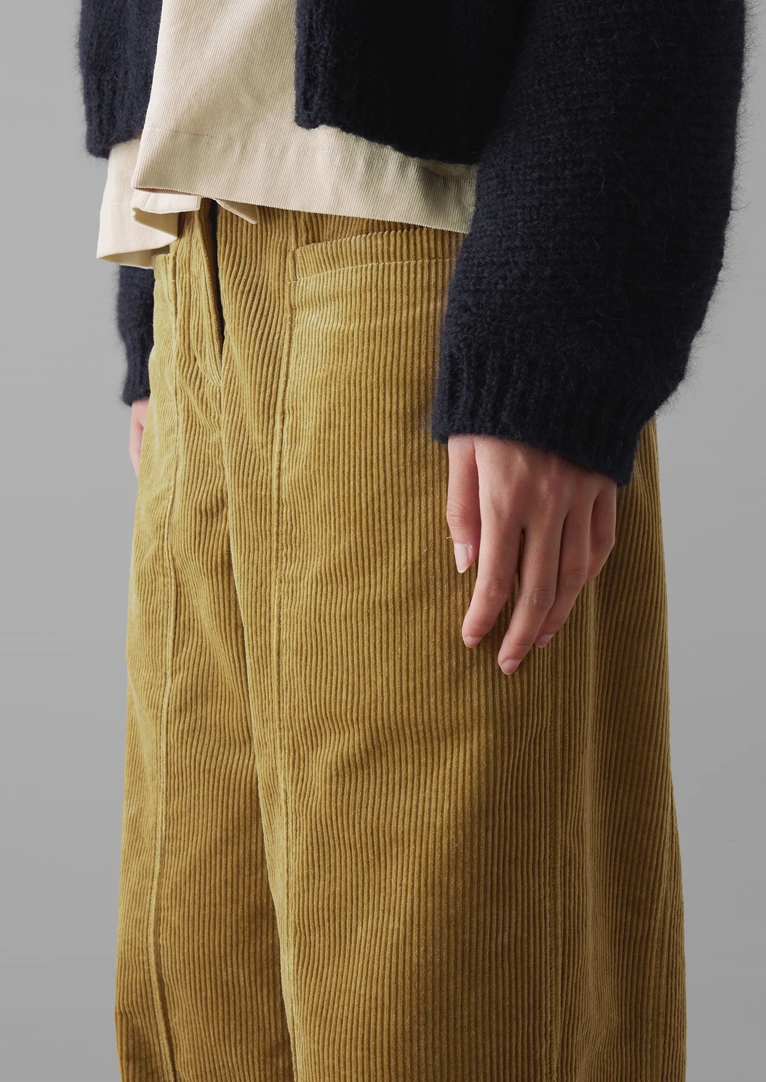 Panelled Organic Cord Pants | Golden Sand