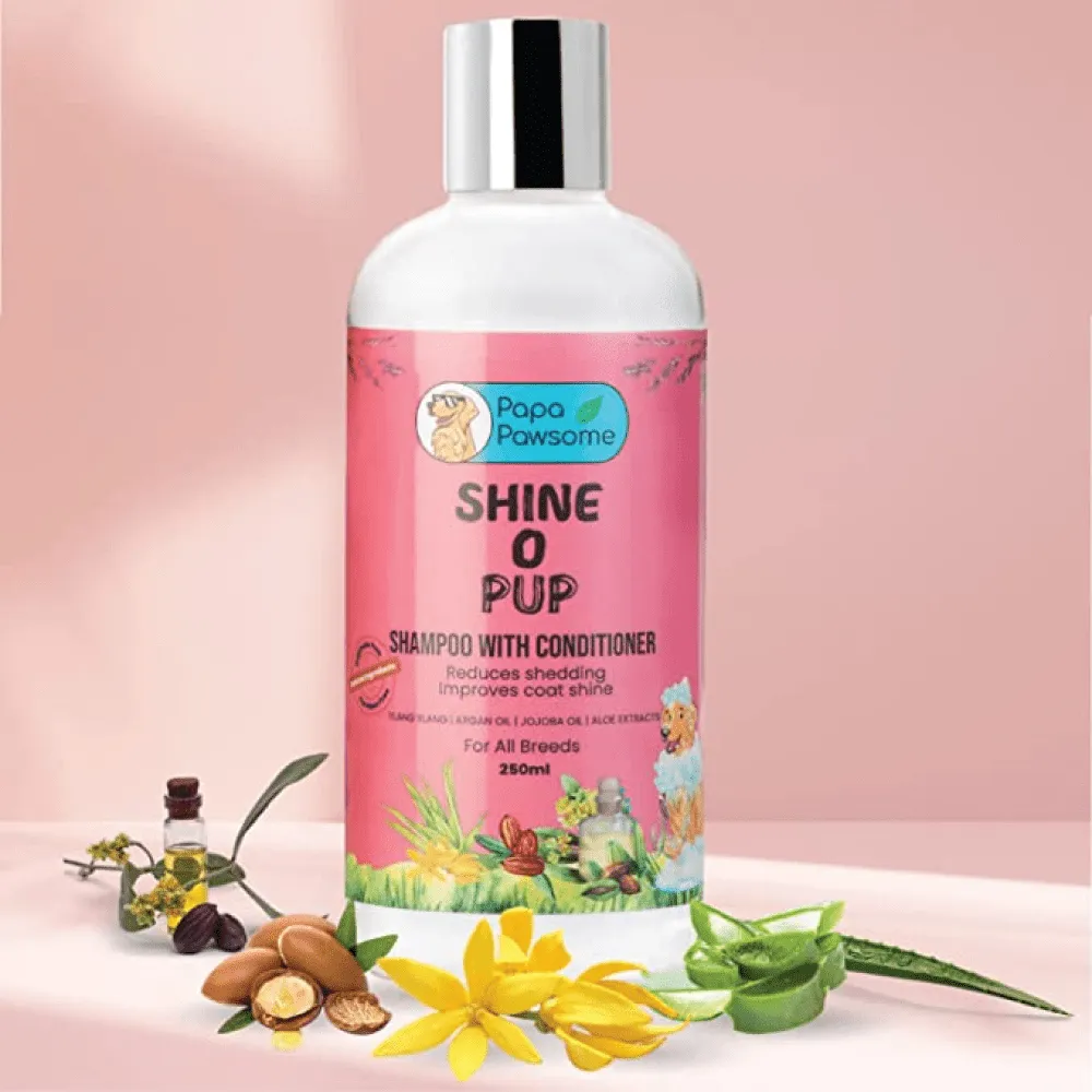 Papa Pawsome Shine O' Pup Tear Free Shampoo with Conditioner for Dogs