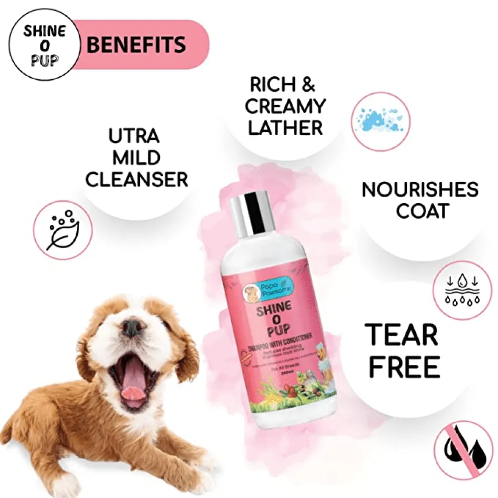 Papa Pawsome Shine O' Pup Tear Free Shampoo with Conditioner for Dogs