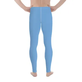 Pastel Blue Solid Color Meggings, Modern Solid Blue Color Designer Spandex Men's Tights/Leggings- Made in USA/ MX/ EU