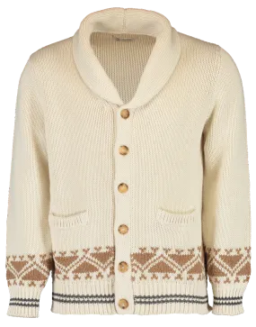 Pattern Trim Button Cardigan