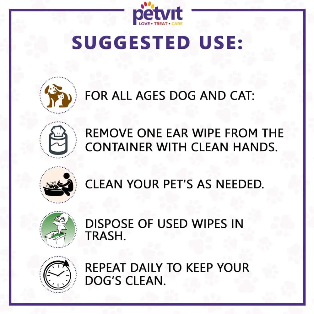 Petvit Combo Wipes for Dogs and Cats (Eye Nose & Paw Grooming Ear)