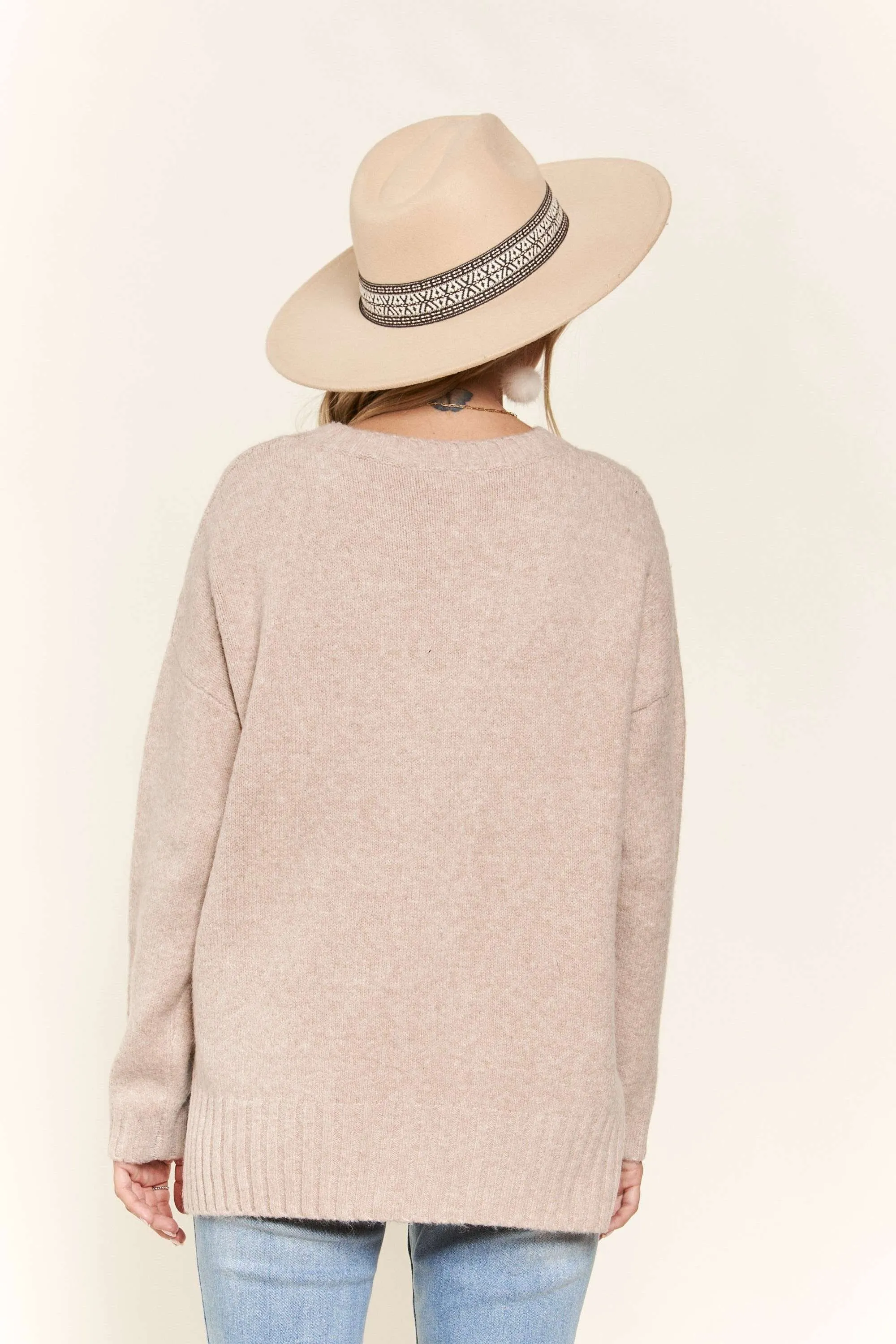 Plus Ribbed Round Neck Sweater Top