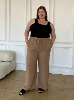 Plus Size Crinkled Chiffon Wide Leg Pants