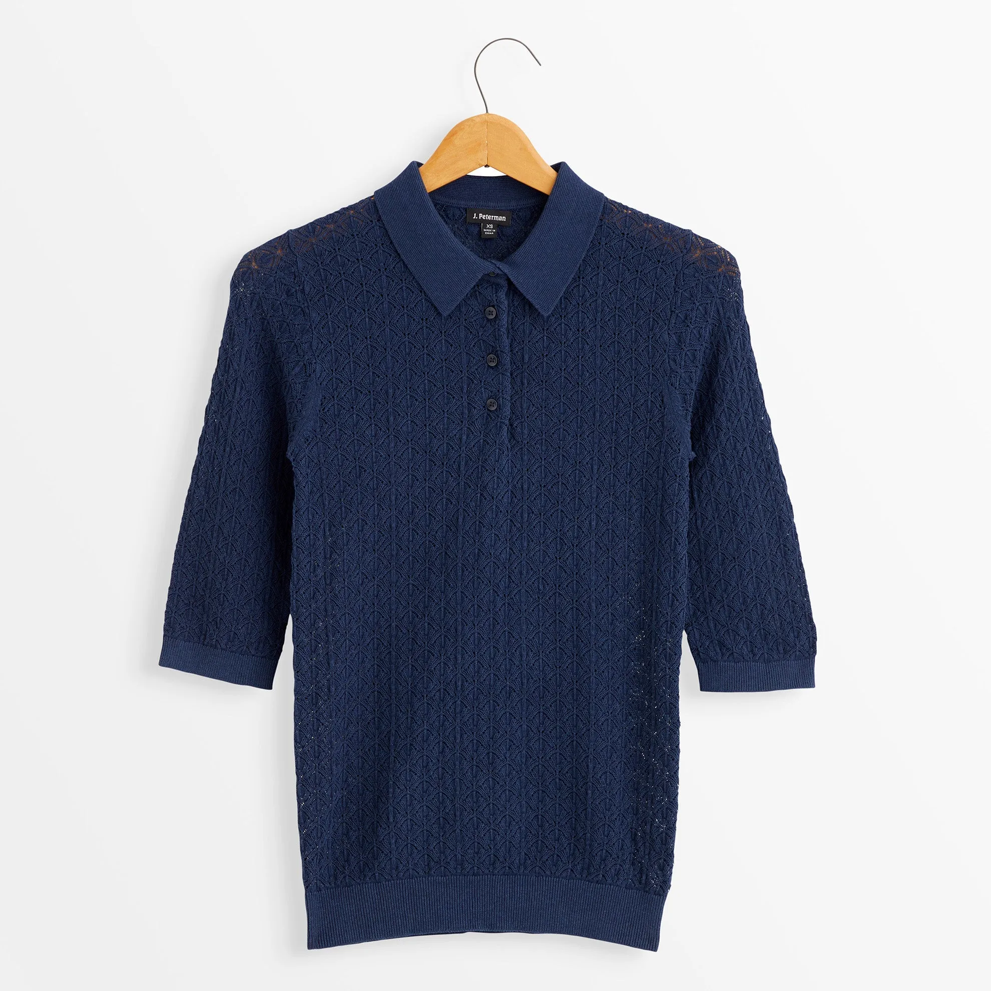 Pointelle Polo Sweater