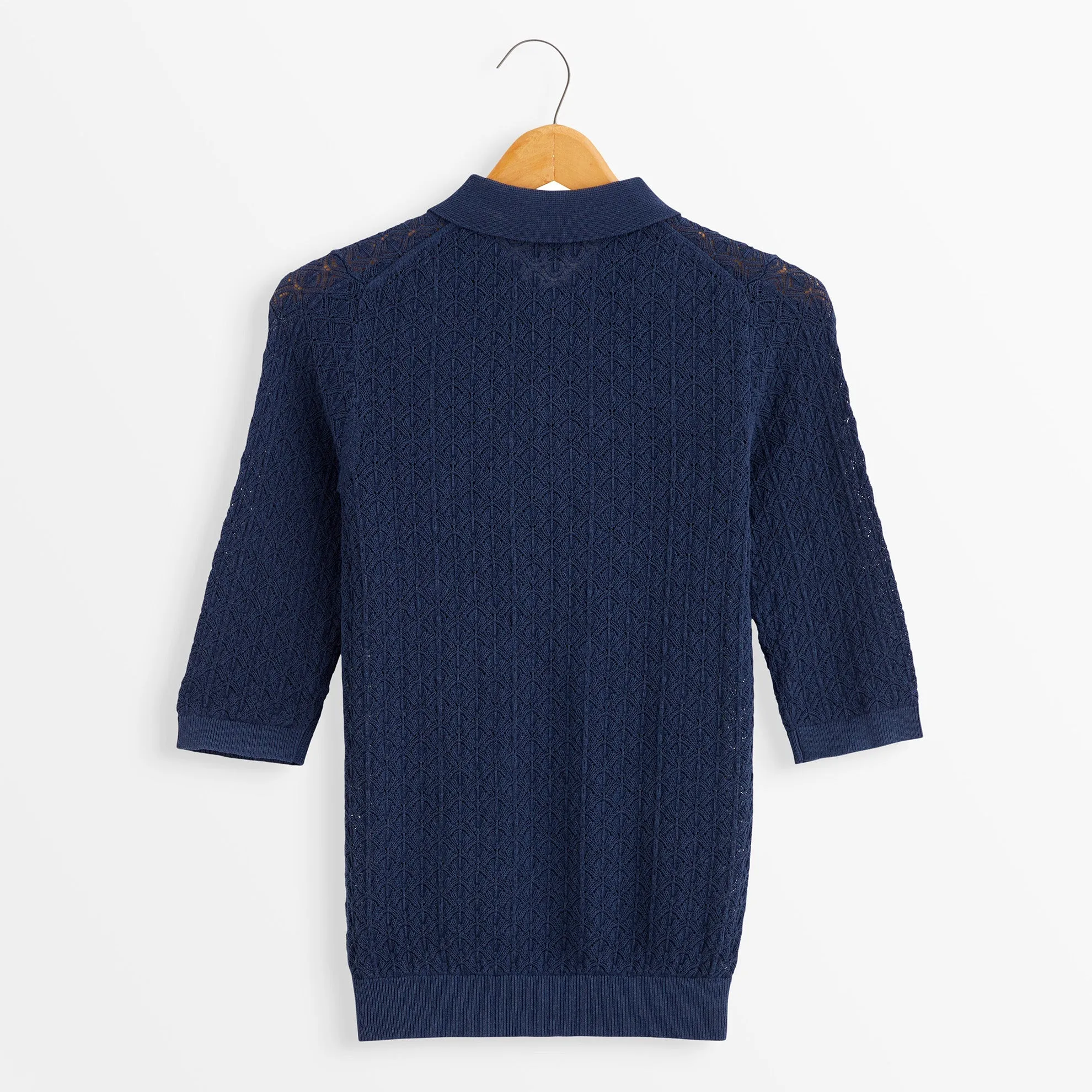 Pointelle Polo Sweater