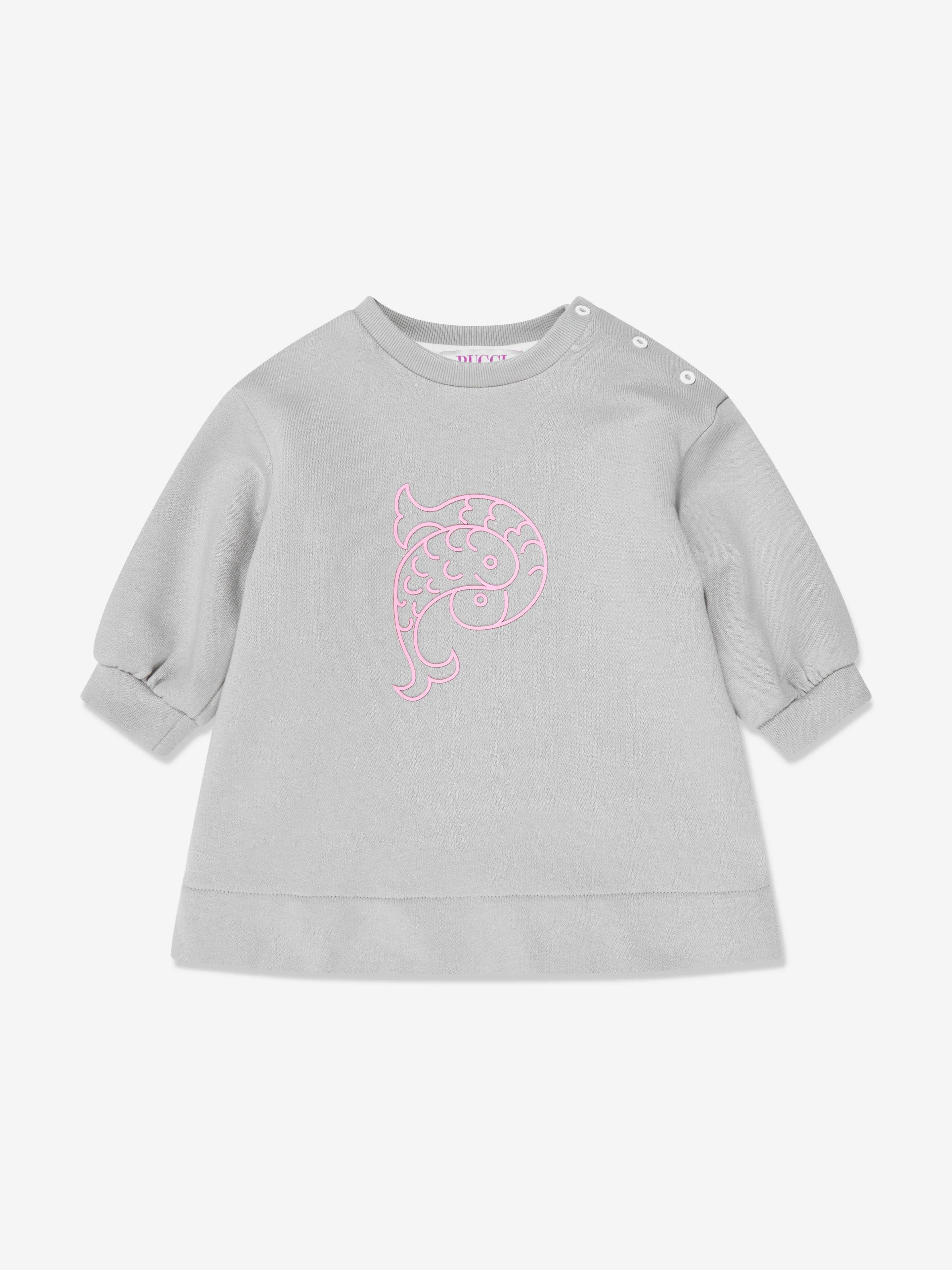 Pucci Baby Girls Logo Sweater Dress in Grey