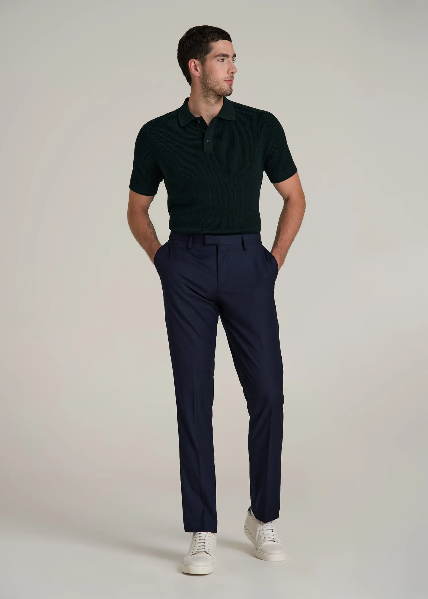 Purl Knit Tall Men's Polo Sweater in Emerald