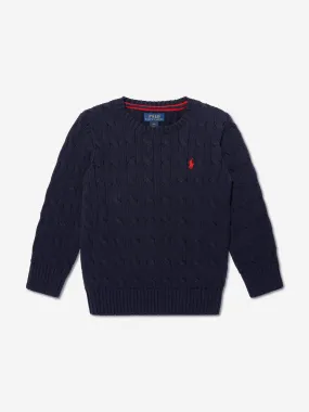 Ralph Lauren Boys Cable Knit Sweater in Navy