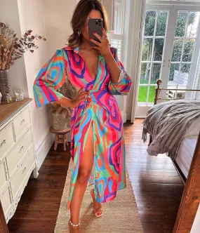 Ravi Printed Long Sleeve Wrap Maxi Dress - FINAL SALE