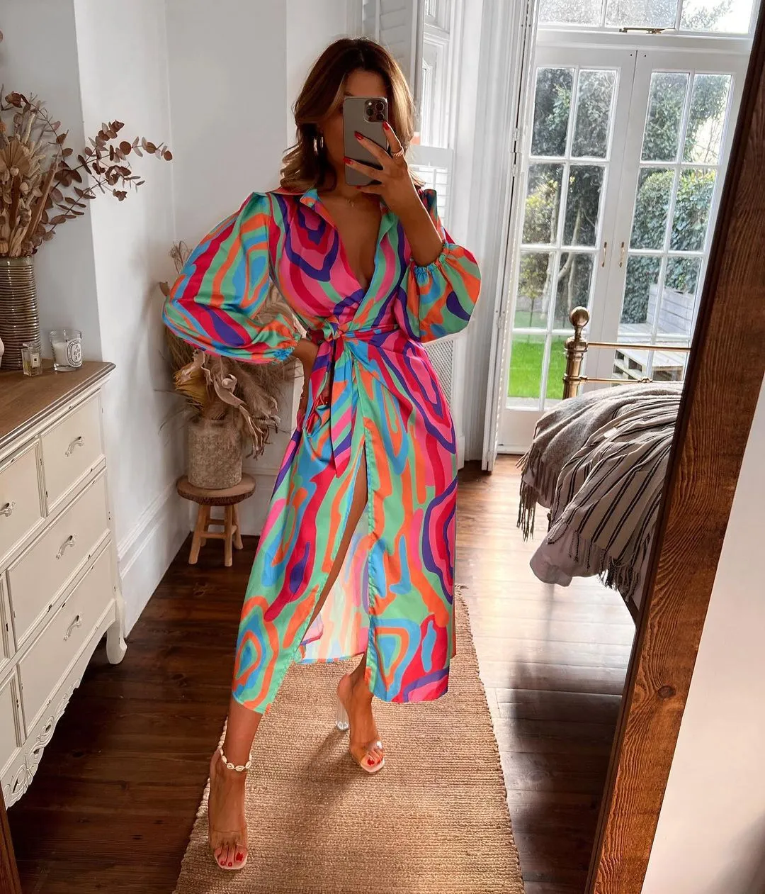 Ravi Printed Long Sleeve Wrap Maxi Dress - FINAL SALE