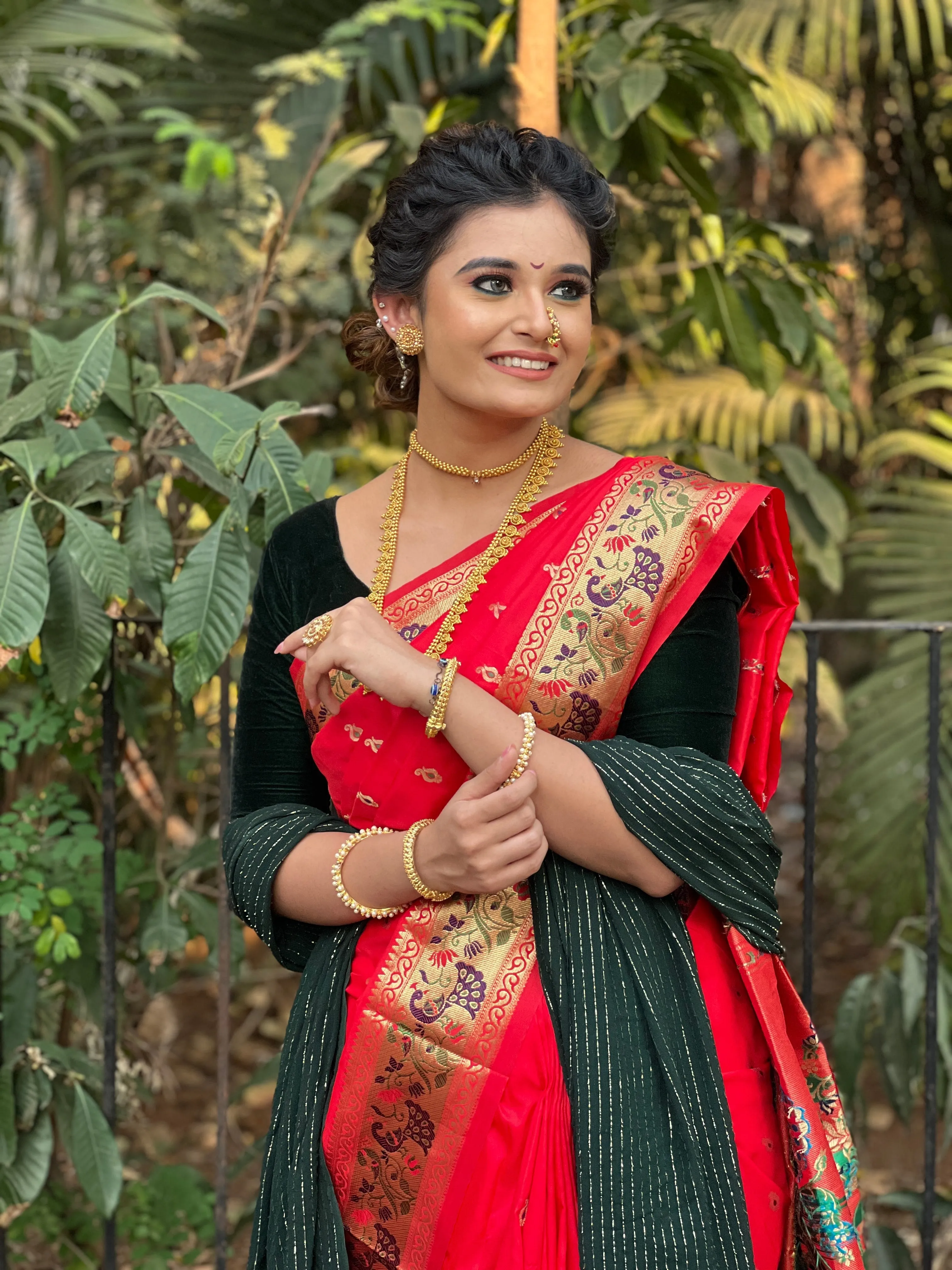 Red Saree in Paithani Silk for Wedding