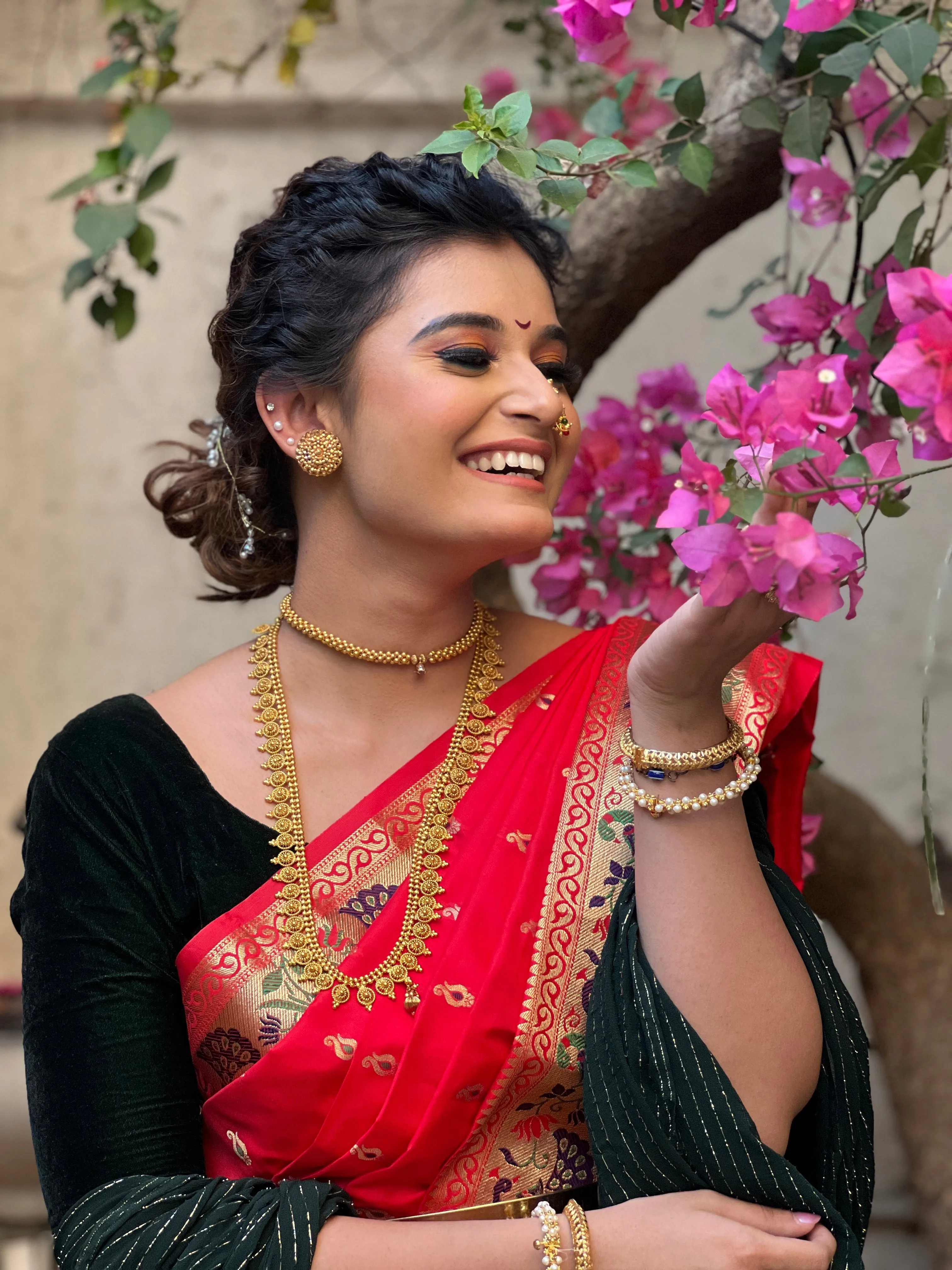 Red Saree in Paithani Silk for Wedding