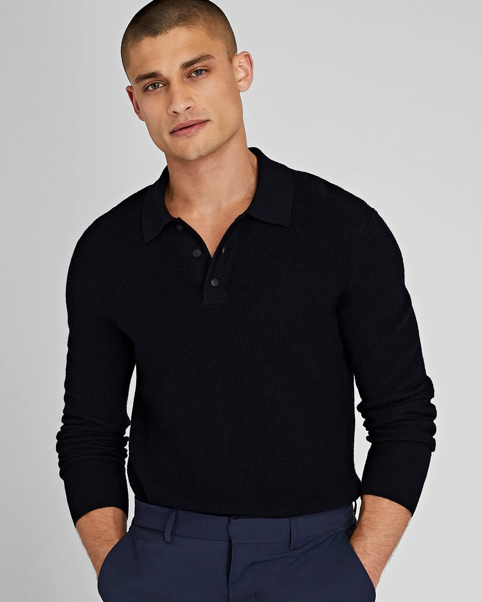 Refined Textured Wool Polo