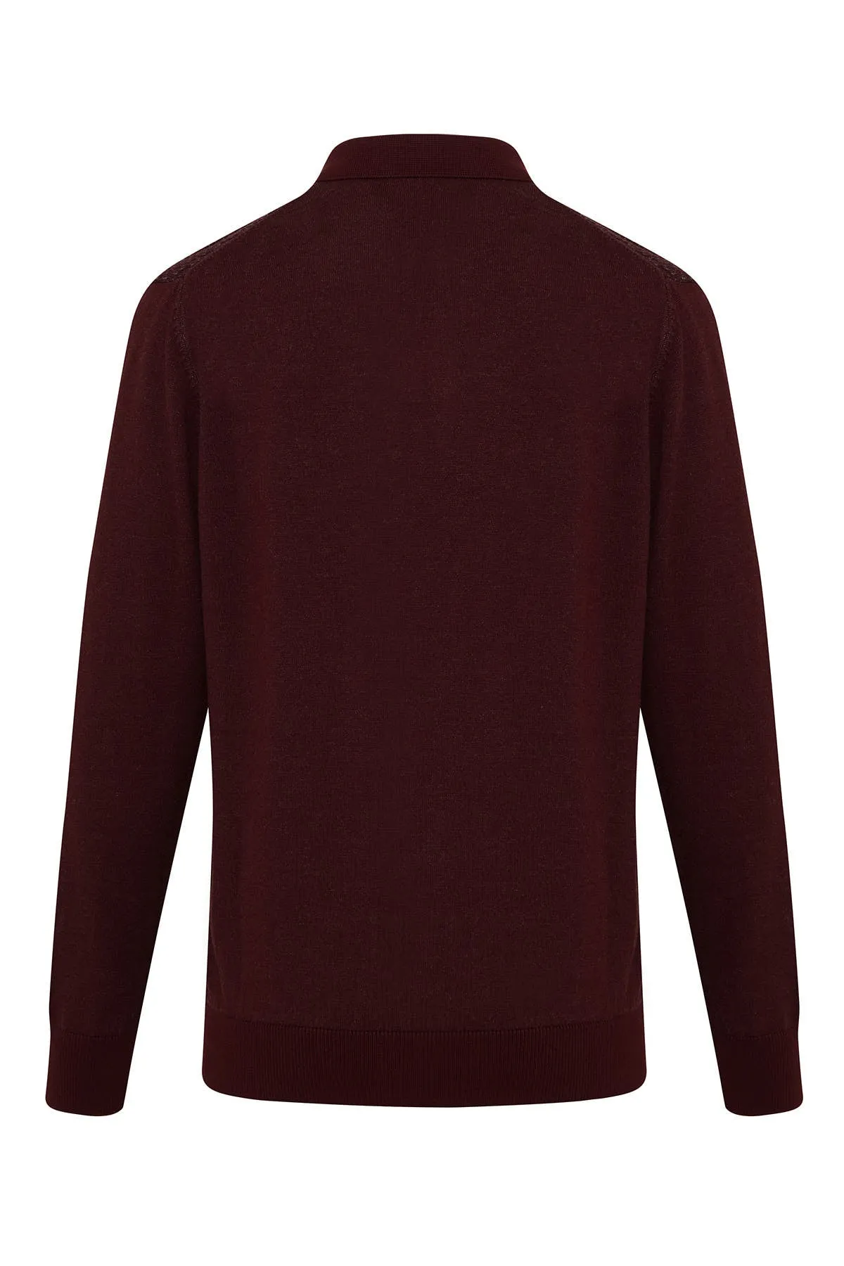 Regular Fit Cotton Blend Burgundy - Gray Polo Sweater