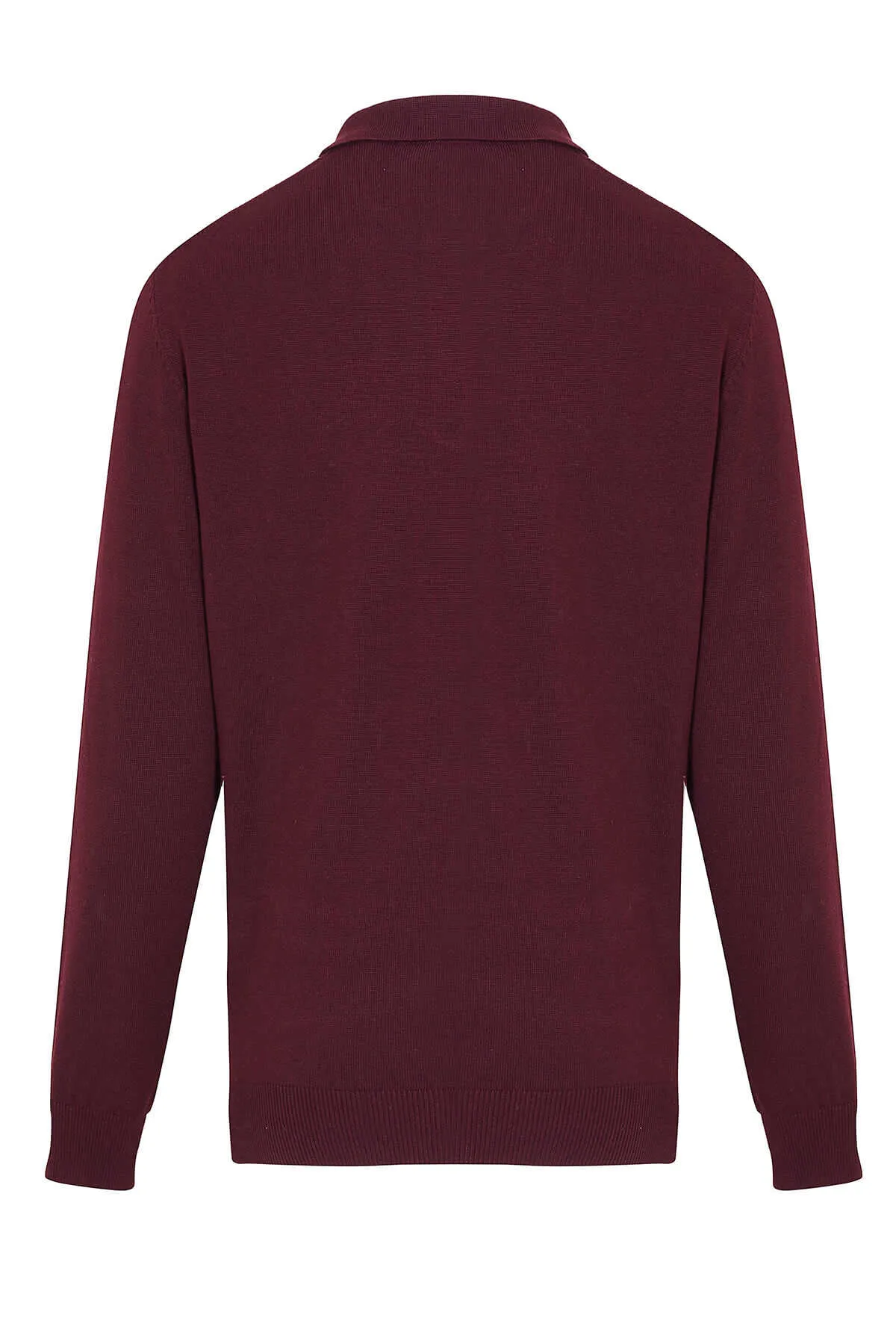 Regular Fit Cotton Blend Burgundy Polo Sweater