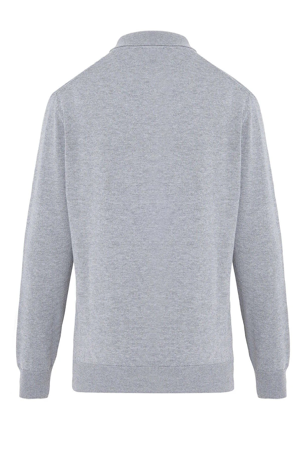 Regular Fit Plain Cotton Blend Black Polo Sweater, Dark Gray 6