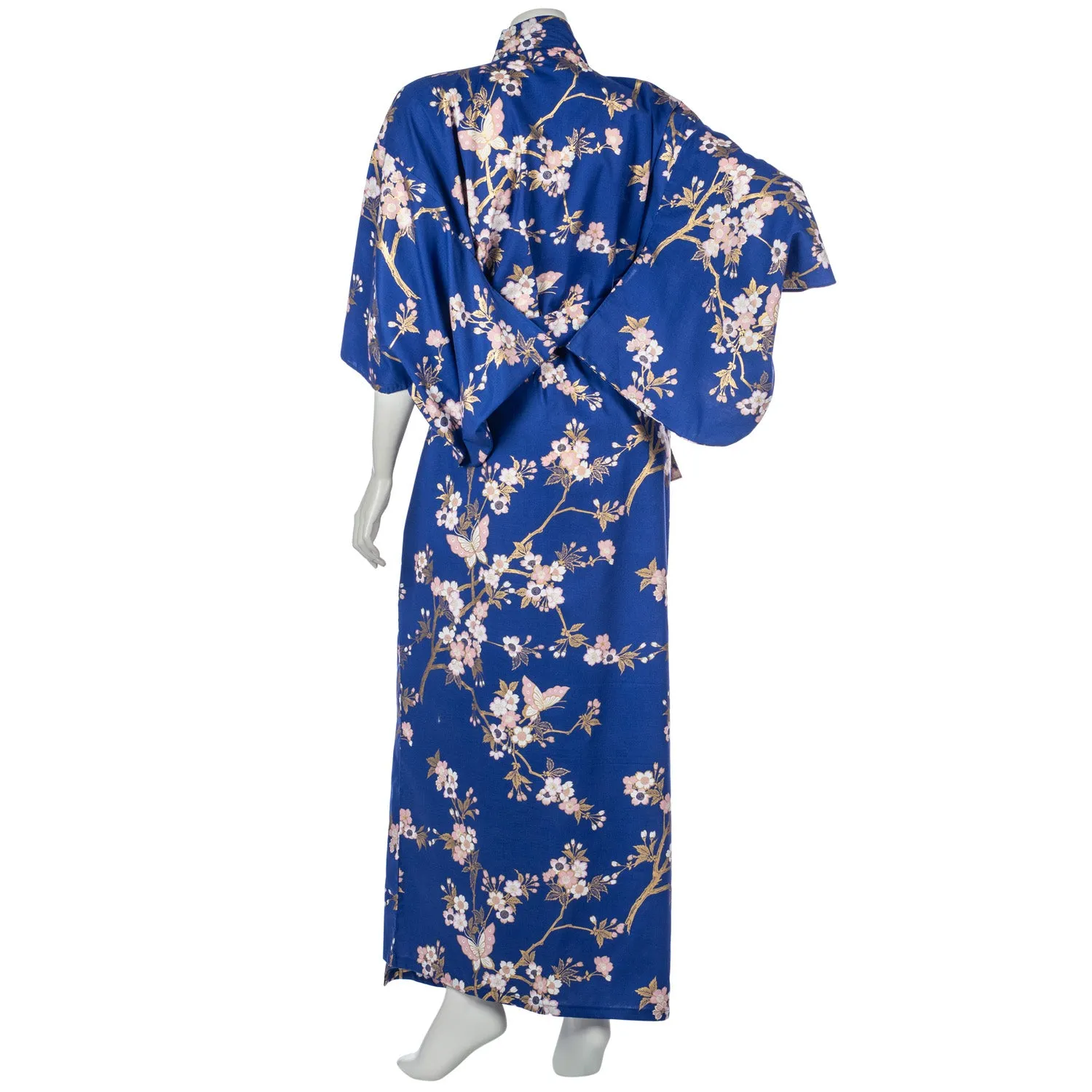 Royal Blue Cherry Blossom Japanese Kimono