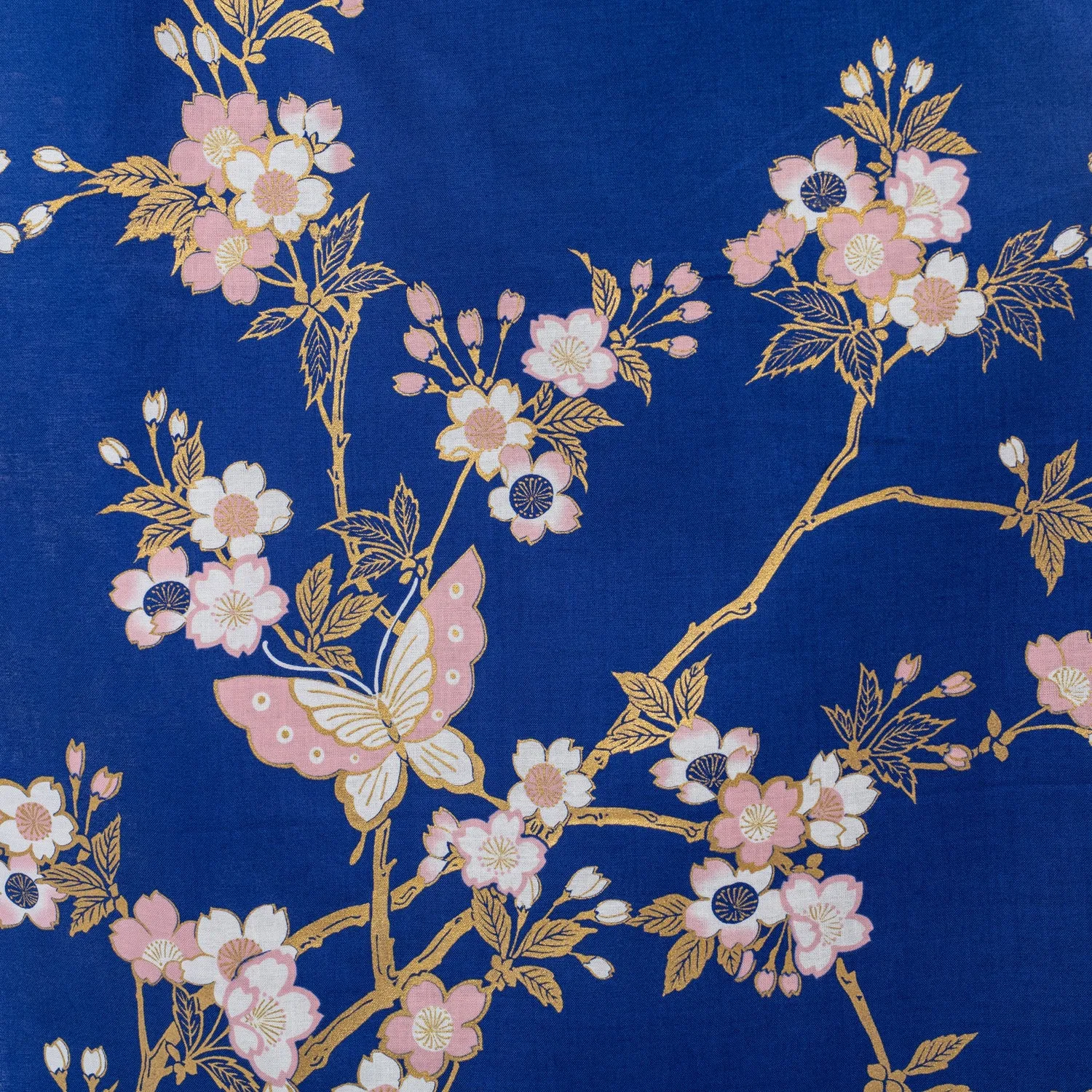 Royal Blue Cherry Blossom Japanese Kimono