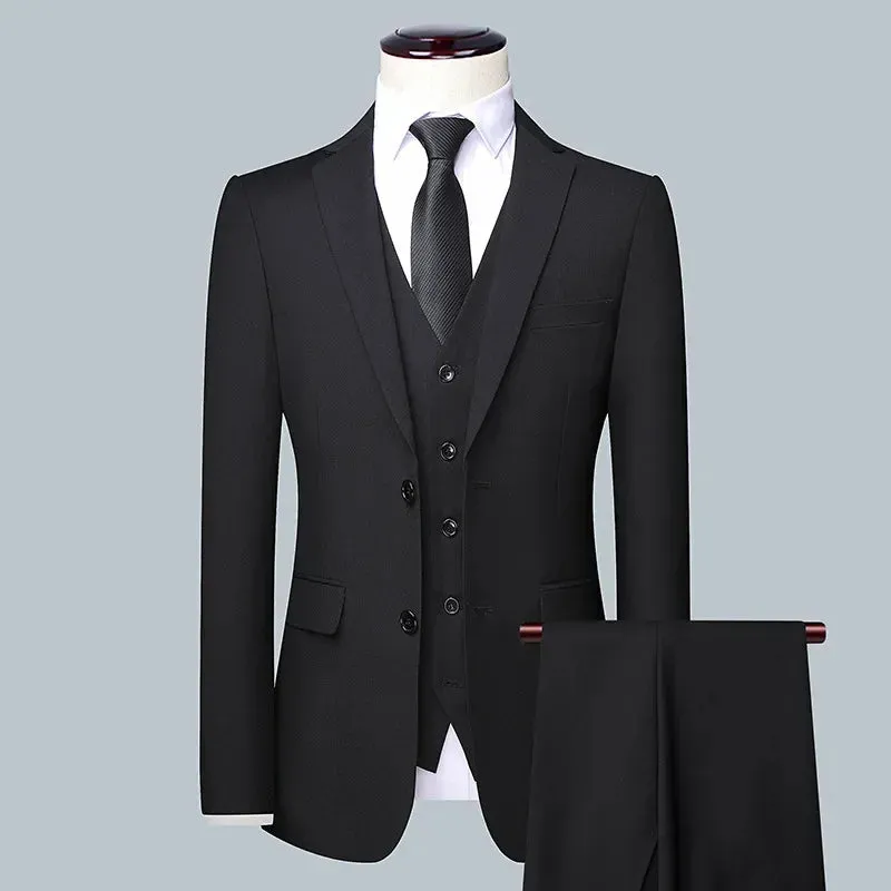 Slim Fit 3-Piece Men's Suit – High-Quality Blazer, Waistcoat & Trousers for Business, Job Interviews, and Elegant Occasions