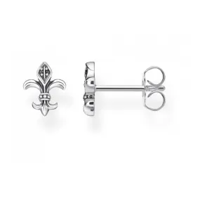 Sterling Silver Black Fleur-De-Lis Ear Studs H2113-643-11