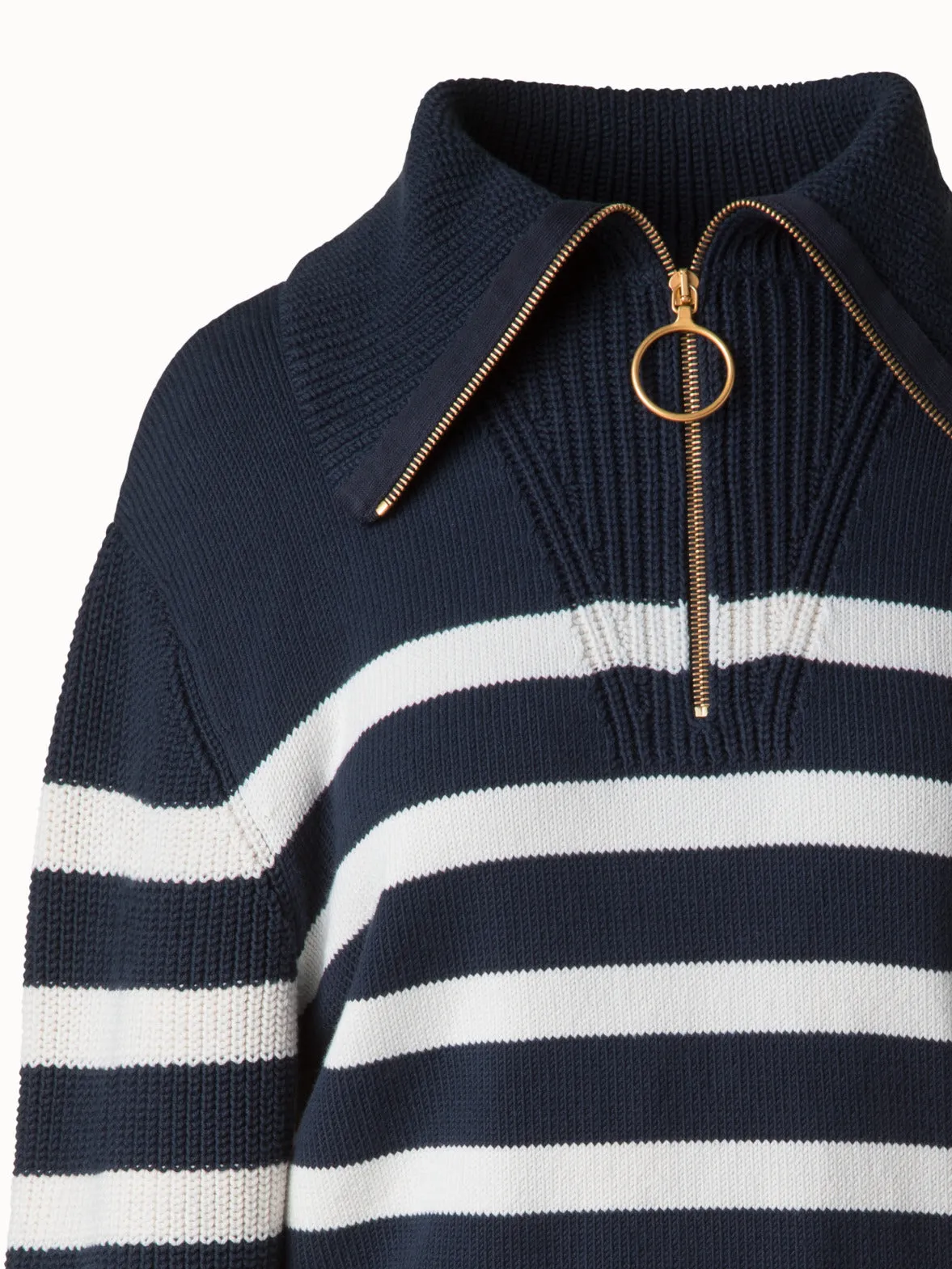 Striped Marine Style Sweater with Sailor Collar