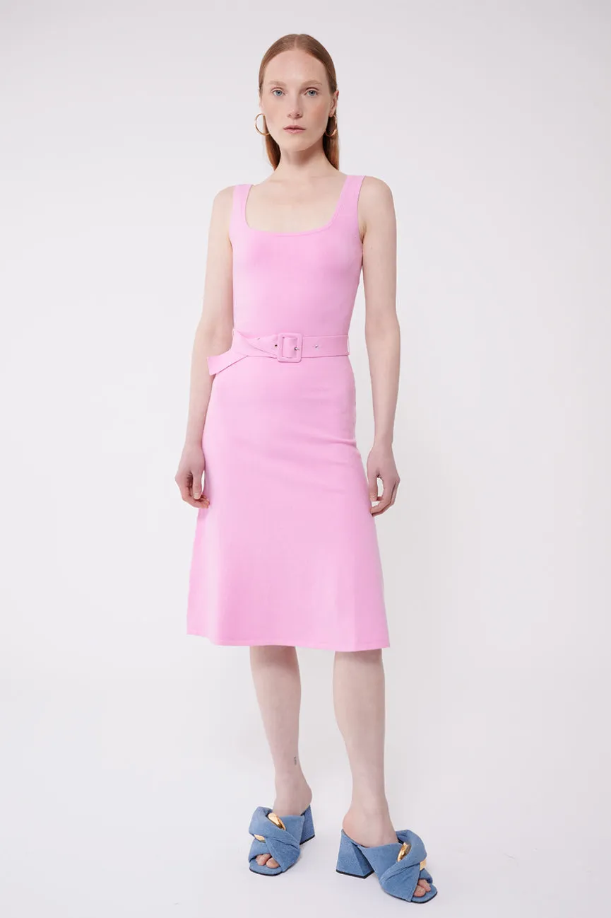 Sweet Pink Peachskin Midi Tank Dress