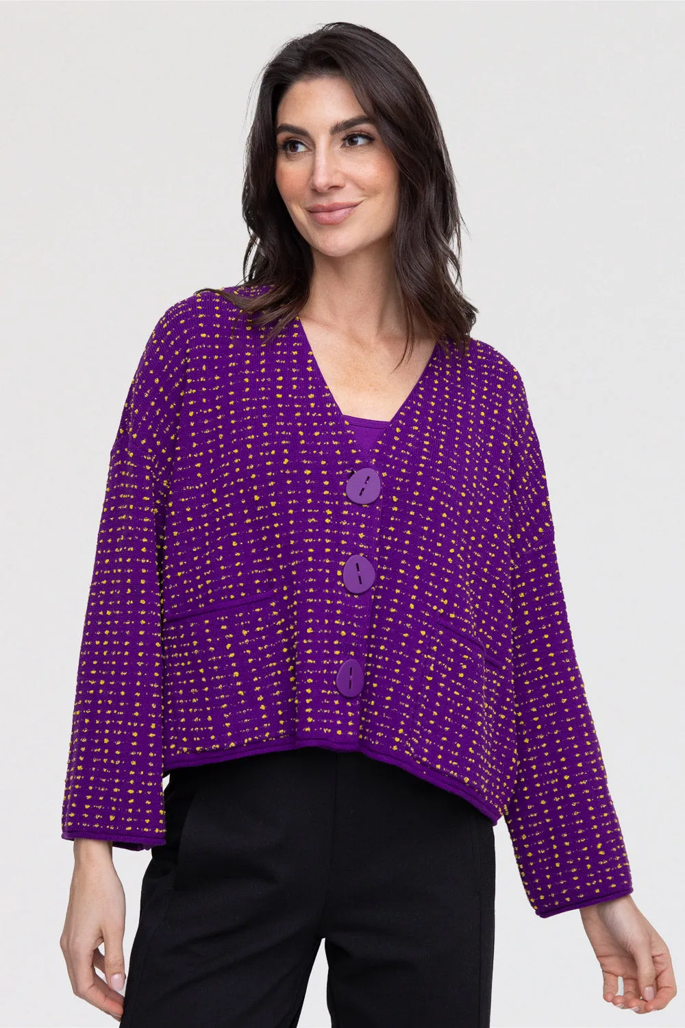 Textured Dots Boyfriend Cardigan